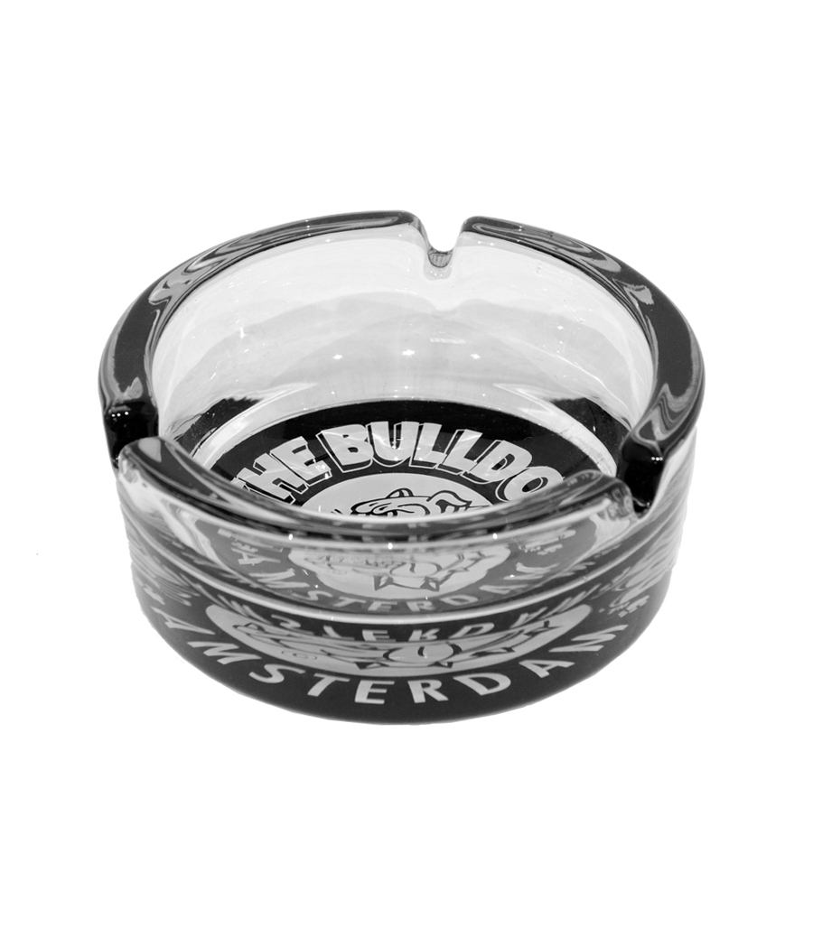glass ashtray black & white