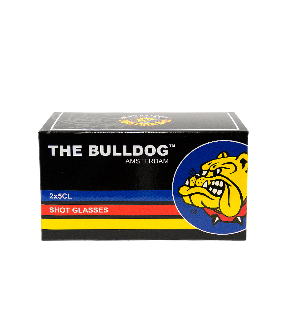 packaging of the The Bulldog Shot Glass
